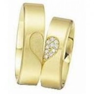 Aliança em Ouro 18K Personalizado com 10 brilhantes de meio ponto na feminina.
